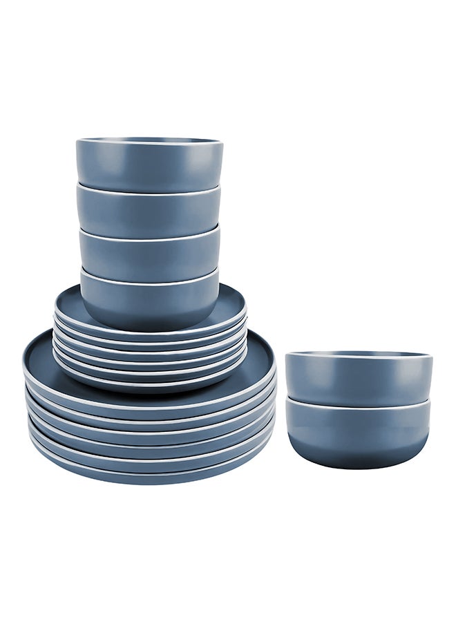 Feelings طقم عشاء من 18 قطعة من الخزف، أطباق، صحون، سلطانيات، يخدم 6 أشخاص باللون الأزرق - Image 5