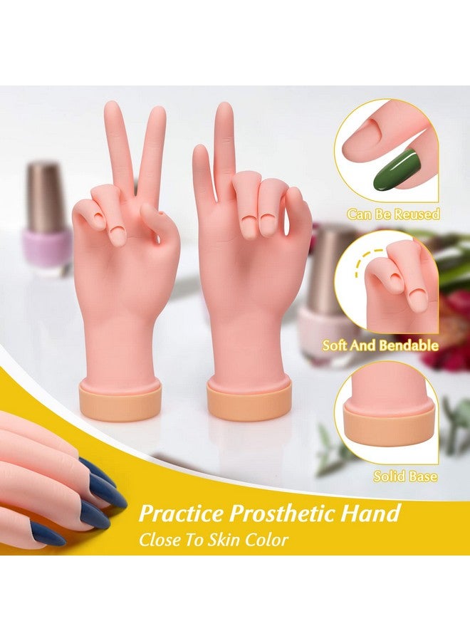 krofaue 2 Pack Practice Nail Tips Art Trainer Training Hand Tool Flexible Bendable Movable Fake Mannequin Right Hands Manicure Tool - Image 4
