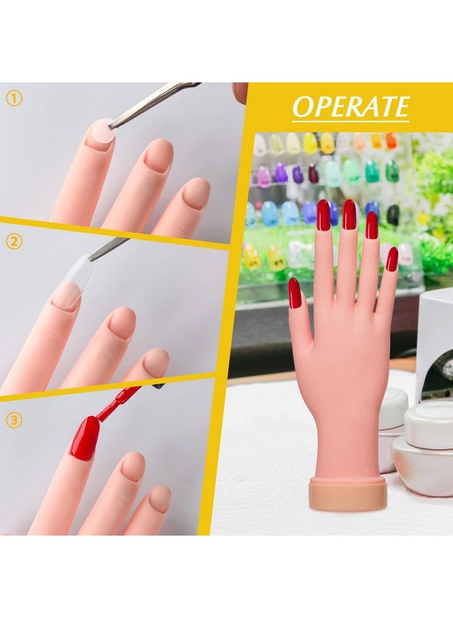 krofaue 2 Pack Practice Nail Tips Art Trainer Training Hand Tool Flexible Bendable Movable Fake Mannequin Right Hands Manicure Tool - Image 5