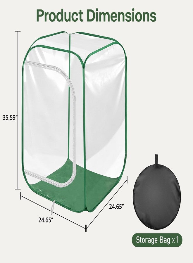 OnBrand 23.62" x 23.62" x 35.43" Portable Pop Up Greenhouse for Outdoors Indoors, PVC Mini Greenhouse with Roll Up Zipper Door and Ground Stakes, Clear Plant Tent for Seedlings Flowers Vegetables - Image 2
