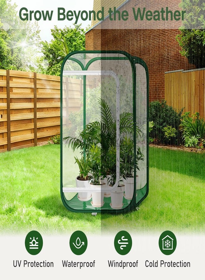 OnBrand 23.62" x 23.62" x 35.43" Portable Pop Up Greenhouse for Outdoors Indoors, PVC Mini Greenhouse with Roll Up Zipper Door and Ground Stakes, Clear Plant Tent for Seedlings Flowers Vegetables - Image 4