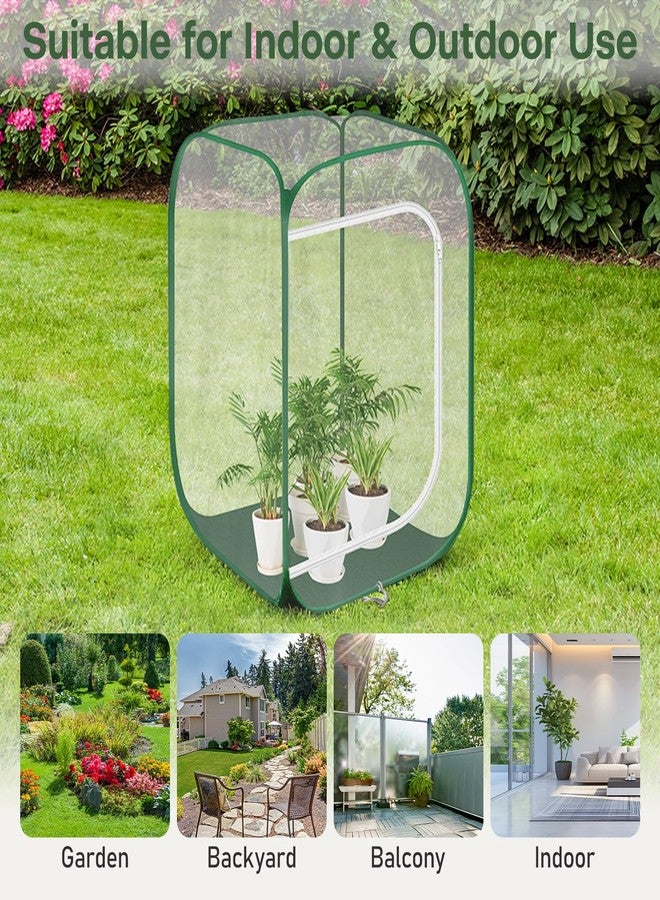 OnBrand 23.62" x 23.62" x 35.43" Portable Pop Up Greenhouse for Outdoors Indoors, PVC Mini Greenhouse with Roll Up Zipper Door and Ground Stakes, Clear Plant Tent for Seedlings Flowers Vegetables - Image 5