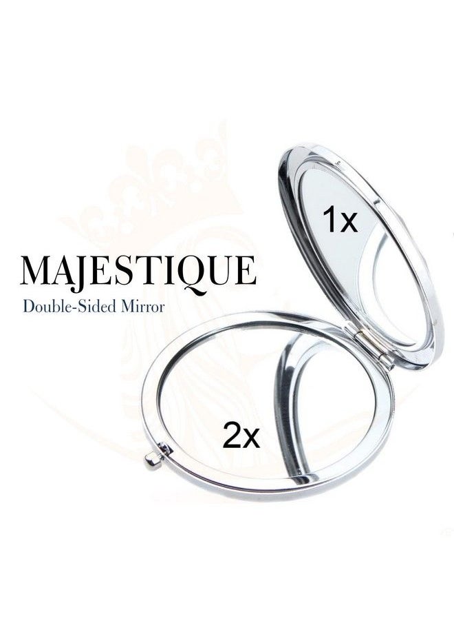 MAJESTIQUE Compact Round Makeup Mirror Doublesided 1X/2X Magnification Portable Hand Mirror Small Mirror Ultra Pocket Mirror For Girls Women And Men (Multicolor)  - Image 3