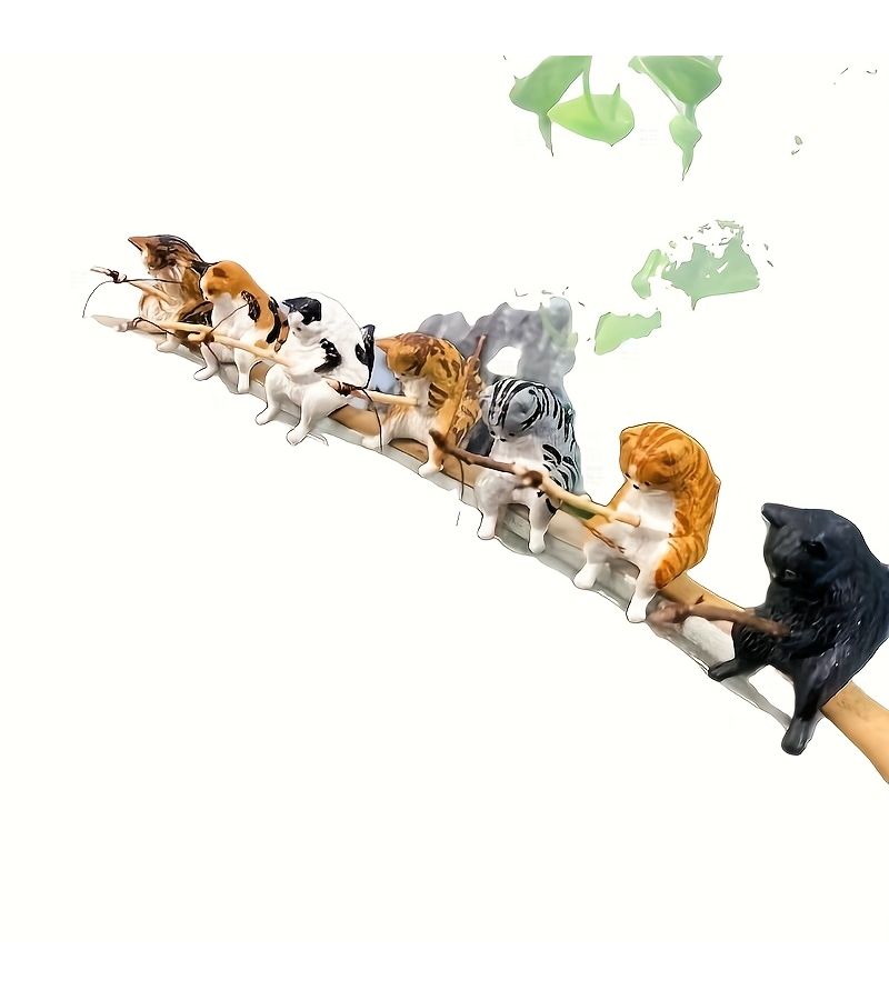 تمثال صغير لقطة صيد معلق للزينة، مناسب للمكتب والمنزل وحوض السمك والبونساي الصغير. - Image 4