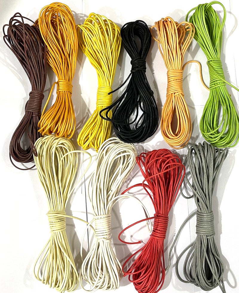 OMX,10 Mtr Each Colour, Waxed Cotton Cord, Waxed Thread Braided Strings for Craft Making, DIY, Beading, (10 Colour, 10 Mtr Each, 2 MM Thick) - Image 1