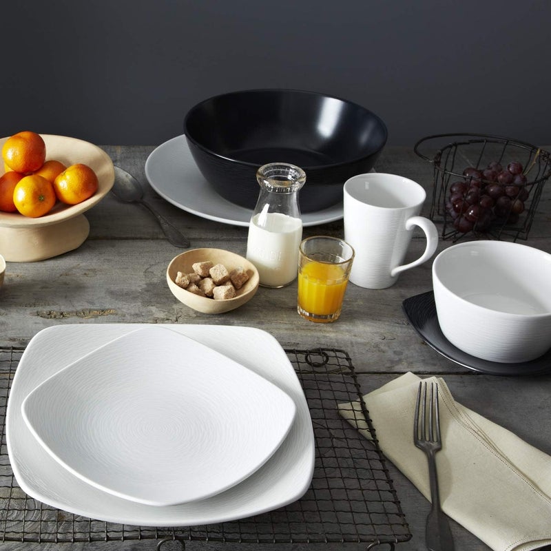 Noritake 4Piece Square White on White Place Setting Swirl - Image 2