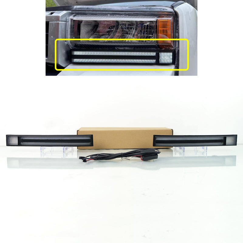 ECAHAYAKU LED DRL Front Bumper Fog Light Fit For 2024 2025 Toyota Land Cruiser Prado LC250 Daytime Running Light With Amber Turn Signal Driving Light LC250 Accessories