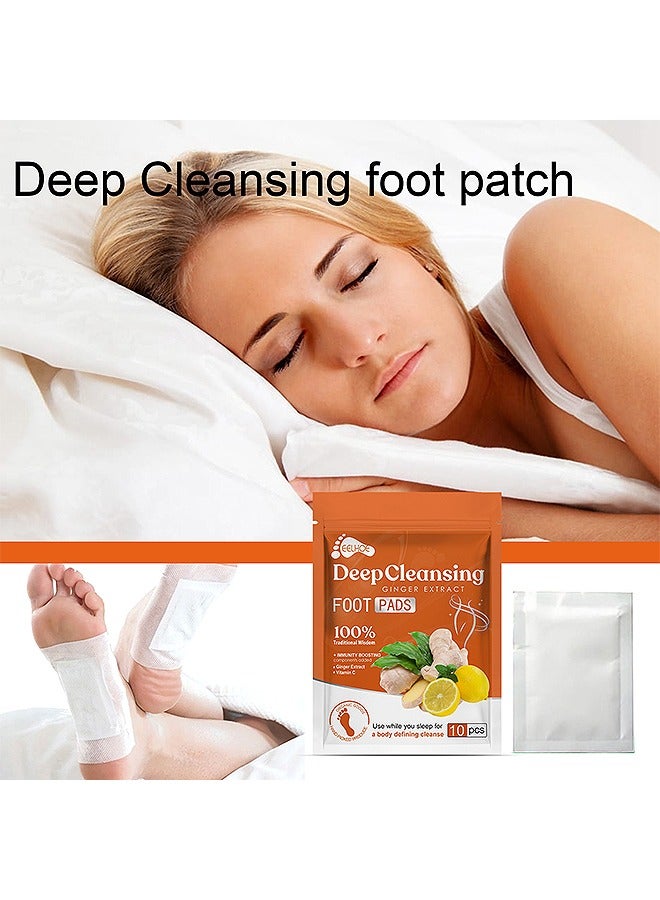 EELHOE Ginger Premium Deep Cleansing Foot Pads For Stress Relief, Better Sleep And Foot Care, Organic Foot Patches With Ginger Powder And Vitamin C For Best Results, 10 Patches  - Image 2