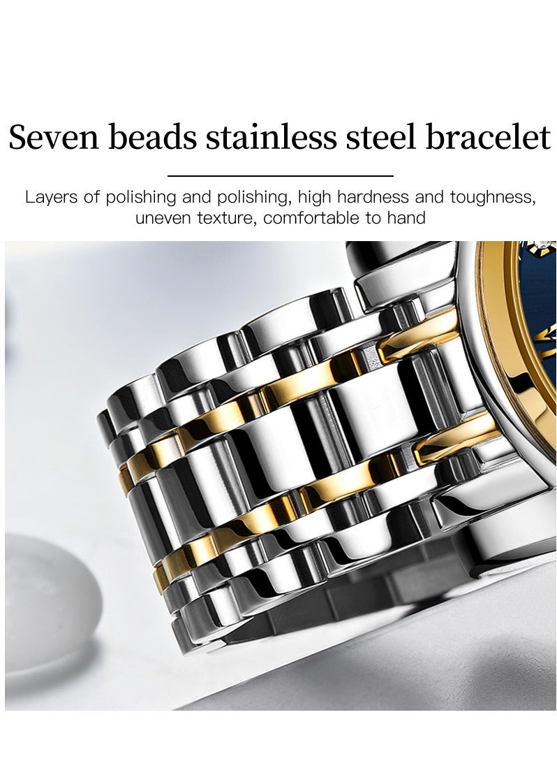 OLEVS Men's Watch Multi Color Business Stainless Steel Waterproof Luminous Quartz Watch Luxury Leisure Date Simulation Original Bowl Watch - Image 3