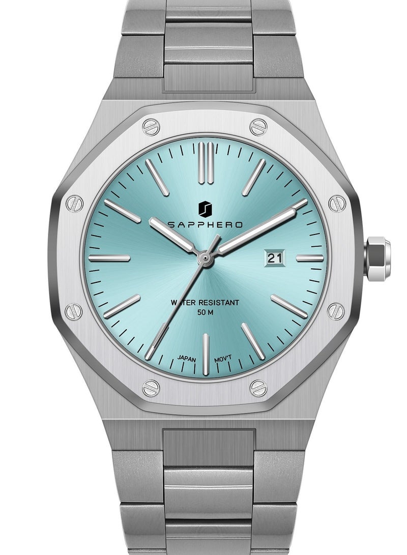Sapphero Watch for Men Stainless Steel Mens Watches Waterproof Analog Quartz Movement Wrist Watch Gifts for Men - Image 2