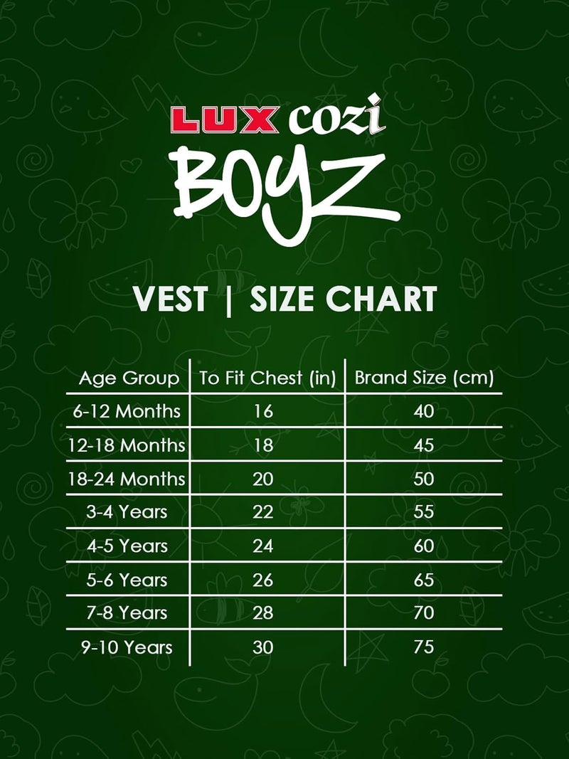 Lux Cozi Kids Boy's Regular Fit Top | 100% Cotton| Skin Friendly | Lightweight | Sleeveless Design | Pack of 5 - Image 2