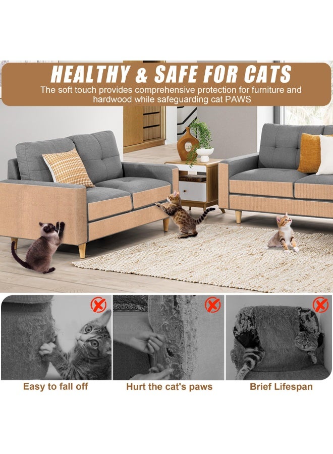 Arabest 2 Pack Self-Adhesive Cat Scratch Mat Carpet,Cuttable Furniture Protector Cover for Sofa Wall Door Couch, Anti-Scratch Guard for Home Furniture, Beige,100×40CM - Image 4