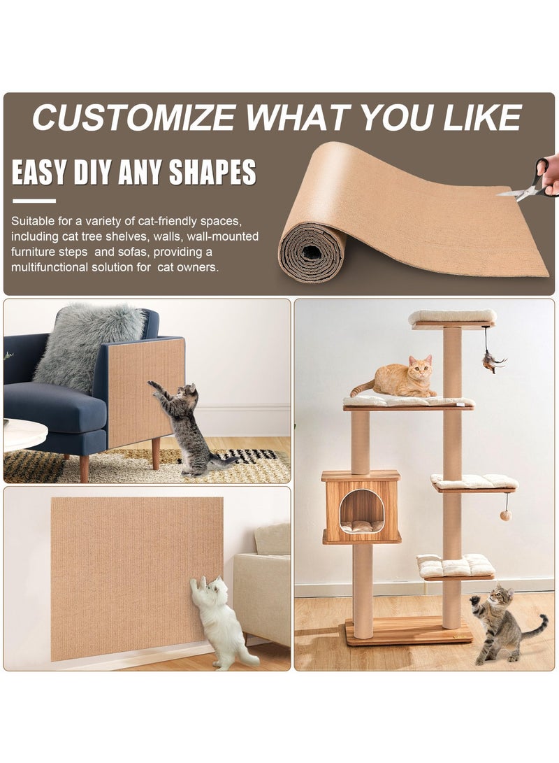 Arabest 2 Pack Self-Adhesive Cat Scratch Mat Carpet,Cuttable Furniture Protector Cover for Sofa Wall Door Couch, Anti-Scratch Guard for Home Furniture, Beige,100×40CM - Image 5