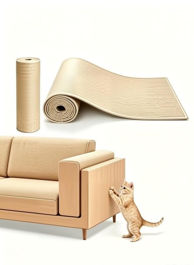 Arabest 2 Pack Self-Adhesive Cat Scratch Mat Carpet,Cuttable Furniture Protector Cover for Sofa Wall Door Couch, Anti-Scratch Guard for Home Furniture, Beige,100×40CM - Image 1