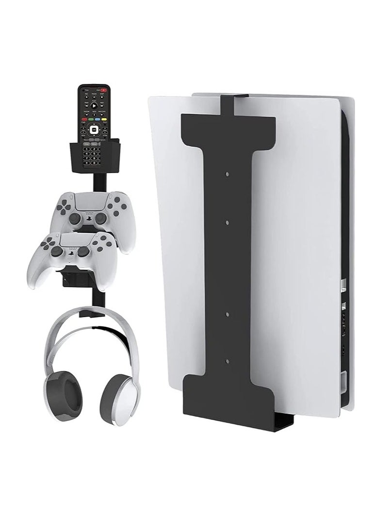 Generic PS5 Wall Mount Playstation 5 Wall Mount Rugged Steel Wall Mount for Playstation 5 Disc and Digital Edition 5-in-1 PS5 Wall Mount Controller Stand Headset Hanger PS5 Accessories  - Image 1