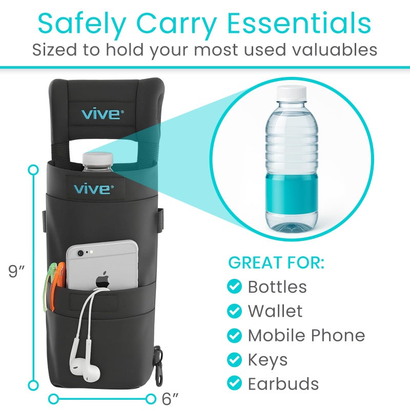 Vive Crutch Pads, Bag, & Hand Grips (5 PCS) - Crutches for Adults Armpit Padding, Hand Grips, Accessories Pouch - Soft Tips Medical Padded Handles for Kids, Men, Women - Lightweight - Image 5