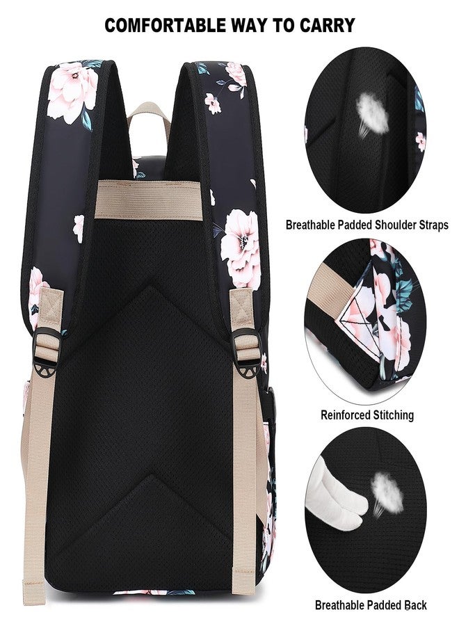Kouxunt Floral Laptop Backpack for Women Girls, 15.6 inch College School Backpacks Travel Casual Daypack - Image 3