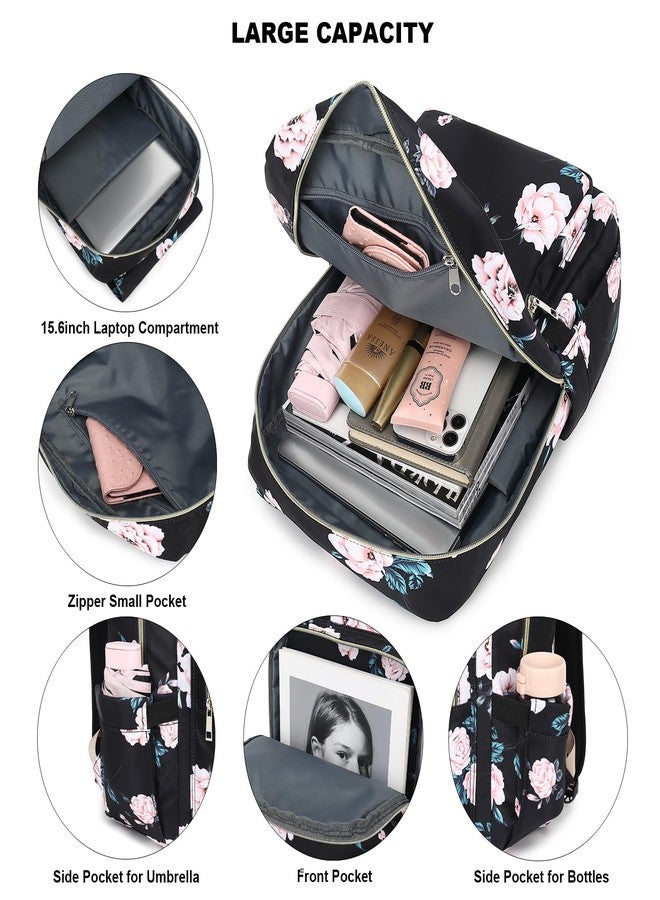 Kouxunt Floral Laptop Backpack for Women Girls, 15.6 inch College School Backpacks Travel Casual Daypack - Image 2