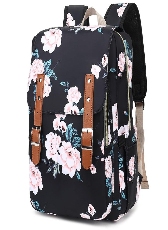 Kouxunt Floral Laptop Backpack for Women Girls, 15.6 inch College School Backpacks Travel Casual Daypack - Image 1