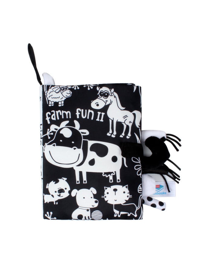 Kidsbooks Baby Cloth Book Black White Red Tail Cloth Book With Ringing Paper Baby Toy-Color:QB006H Farm  - Image 1