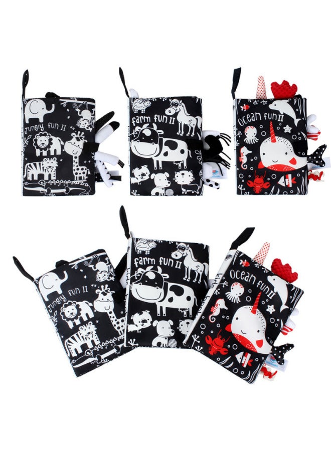 Kidsbooks Baby Cloth Book Black White Red Tail Cloth Book With Ringing Paper Baby Toy-Color:QB006H Farm  - Image 3