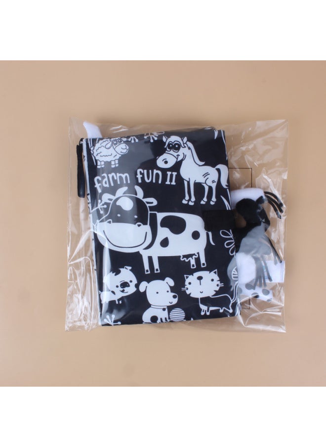 Kidsbooks Baby Cloth Book Black White Red Tail Cloth Book With Ringing Paper Baby Toy-Color:QB006H Farm  - Image 5