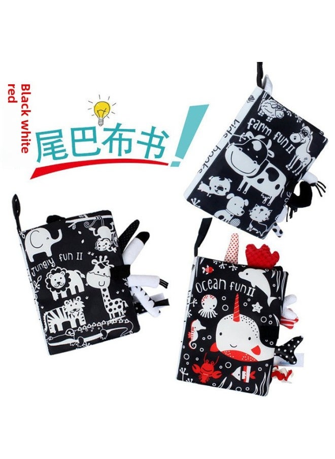 Kidsbooks Baby Cloth Book Black White Red Tail Cloth Book With Ringing Paper Baby Toy-Color:QB006H Farm  - Image 2