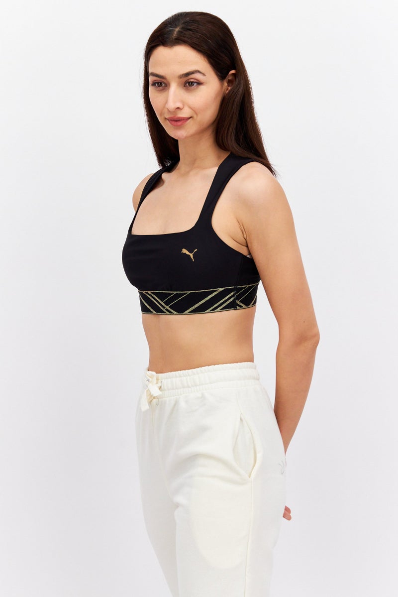 PUMA Women Brand Logo Lightly Padded Sport Bra, Black - Image 4