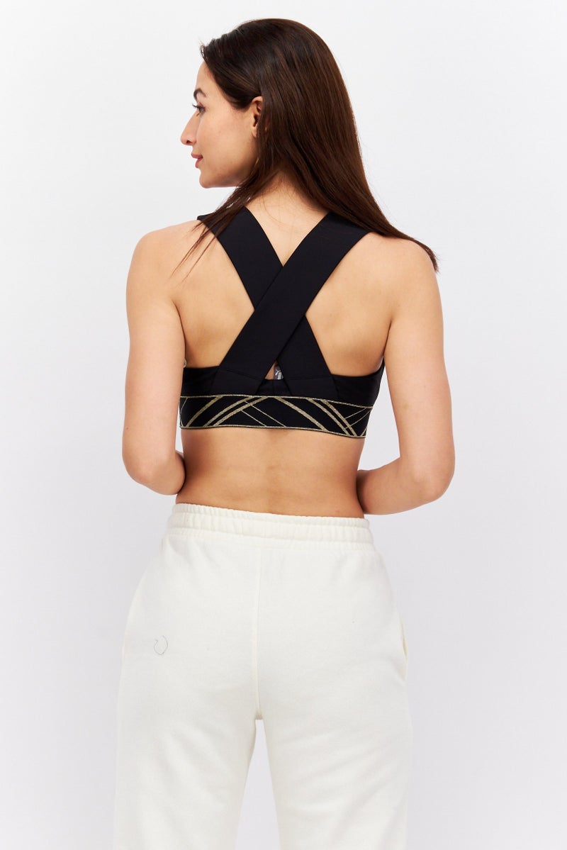 PUMA Women Brand Logo Lightly Padded Sport Bra, Black - Image 2