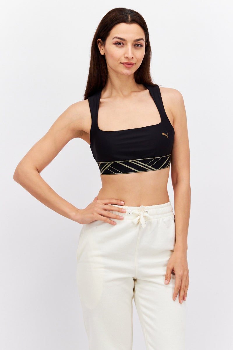 PUMA Women Brand Logo Lightly Padded Sport Bra, Black - Image 1