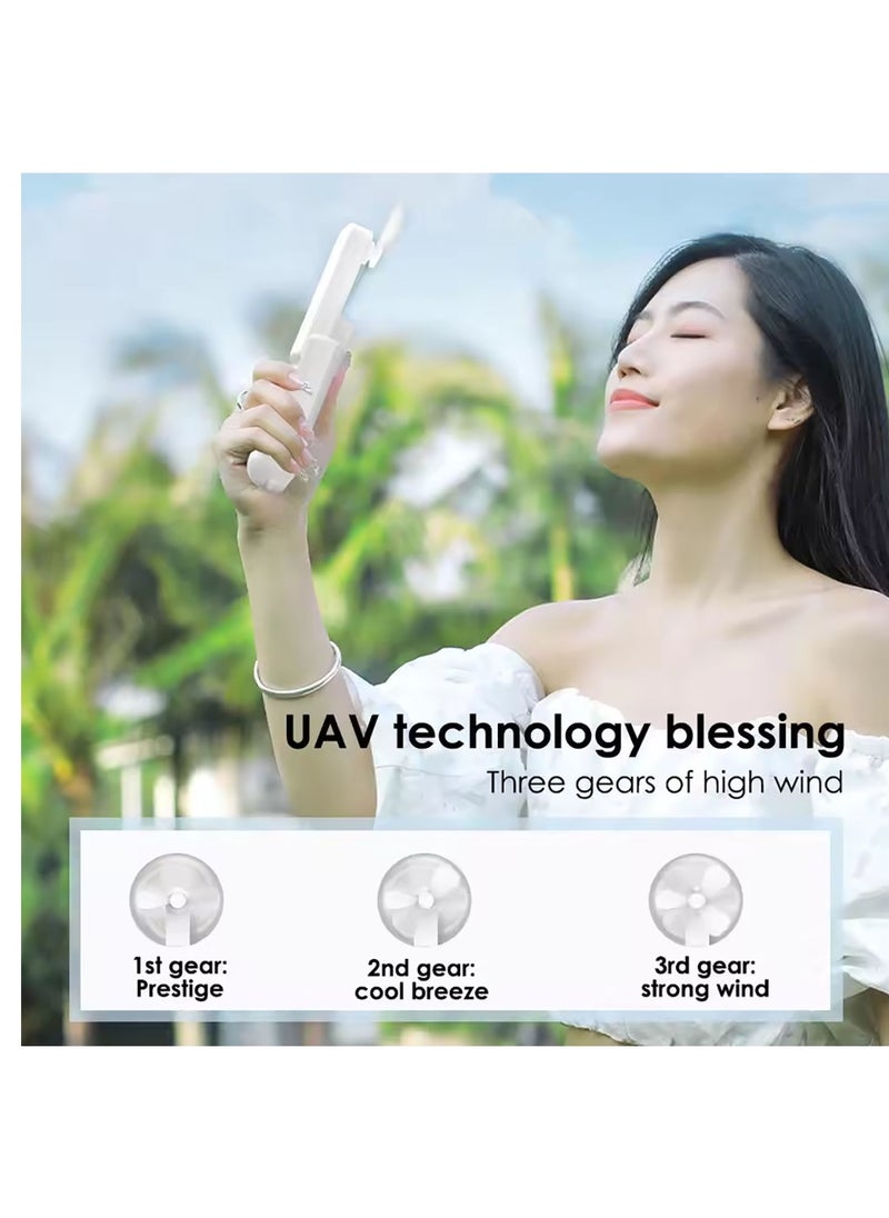 ToolHouse Handheld Mini Fan, USB Rechargeable Portable Fan, 2000mAh Foldable Cooling Fan with 3 Speed Adjustment For Outdoor Camping and Office Use  - Image 2