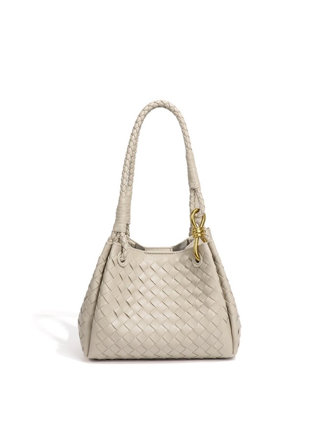 NIBEMINENT - Women's Hand-woven British Style Drop Umbrella Bag Summer Metal Cord Buckle Single Shoulder Crossbody Bag Basket Tote Bag - Image 1