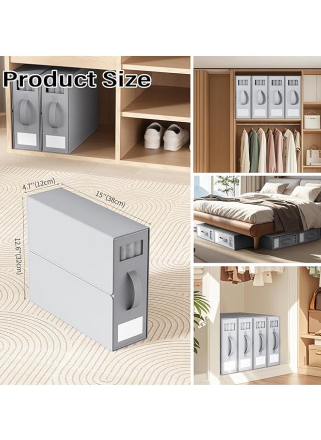 Generic 6pcs Bed Sheet Organizers Foldable Bedding Organizer Closet Organizers with Window and Label Bedding Storage Box for Bed Sheets, Duvet Covers and Pillowcases（Grey）  - Image 3