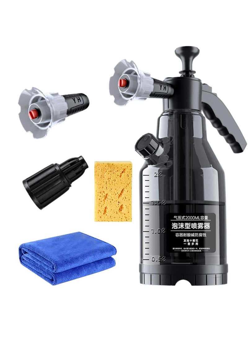 Excefore Pump Foaming Sprayer,  Hand Pressure Snow Foam Sprayer with Wide Spraying Nozzles, Towel, Sponge, Car Wash Manual Foam Bottle, Hand Pressurized Soap Sprayer for Garden Cleaning, Car Detailing  - Image 1