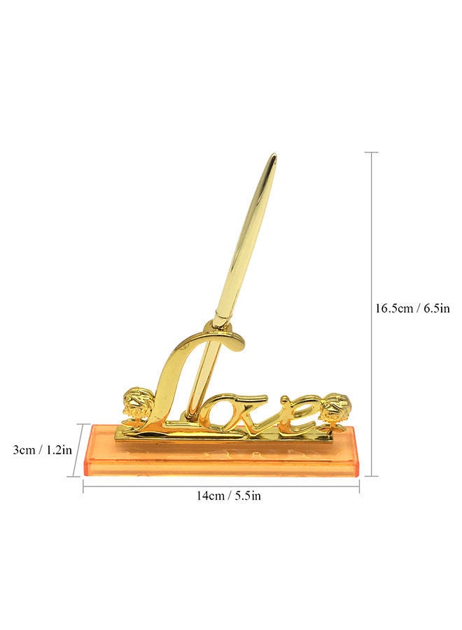 نيبمينينت طقم حامل أقلام معدني مطلي بالذهب بتصميم يعبر عن الحب . ذهبي - Image 4