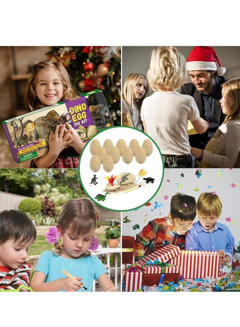 ARGT طقم حفر الديناصورات – مجموعة حفر 12 بيضة ديناصور، لعبة علمية للأطفال، طقم حفر الحفريات مع 12 ديناصور فريد، هدية تعليمية في علم الحفريات للأولاد والبنات، هدايا حفلات - Image 5