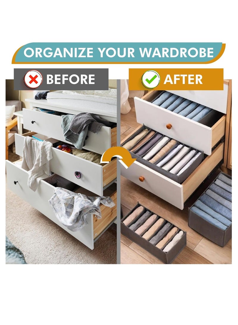 DUNISO Wardrobe Clothes Organizer, Large 6 Pack 44 Grids Jeans organizer for Closet Storage With Handles, T-shirt organizer, Pants organizer, Foldable Drawer Organizers Dividers For Clothing - Image 5