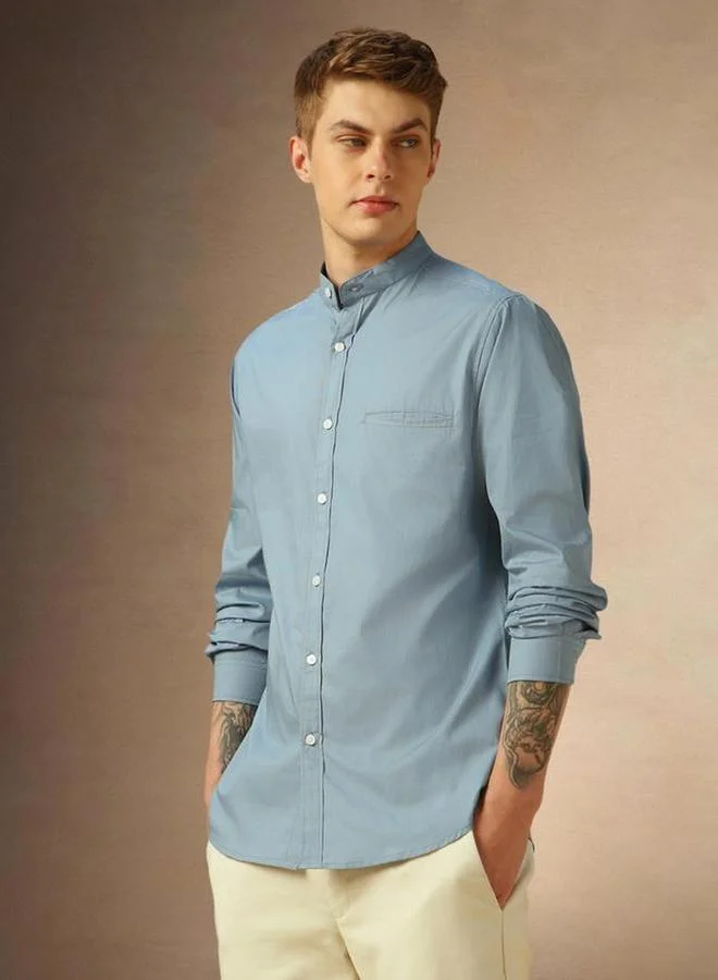 Dennis Lingo Dennis lingo Men Mandarin Collar Regular Fit Casual Shirt
