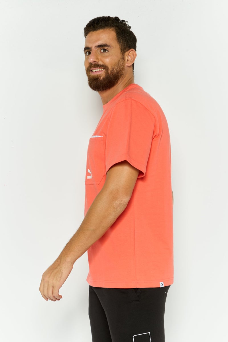 PUMA تي شيرت رياضي للرجال بأكمام قصيرة، خارجي، لون كورال - Image 2