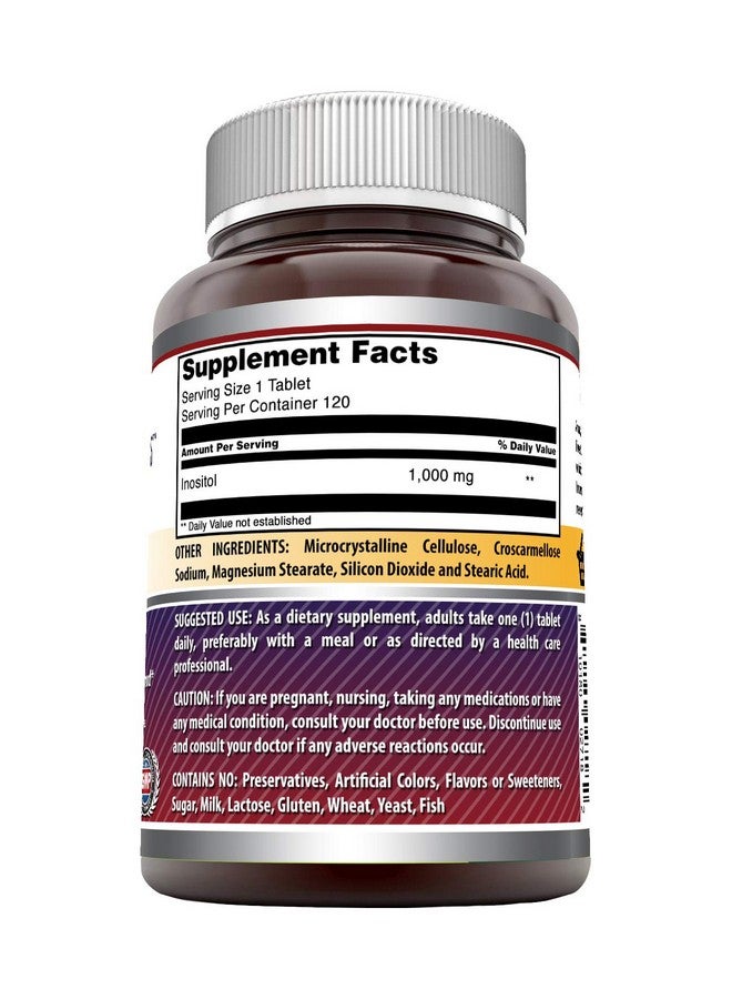 Amazing Nutrition مكمل إينوزيتول 1000 ملغ من أمازينغ فورمولا | أقراص | غير معدلة وراثيًا | خالي من الغلوتين | صنع في الولايات المتحدة (عبوتان، 120 حبة) - Image 2