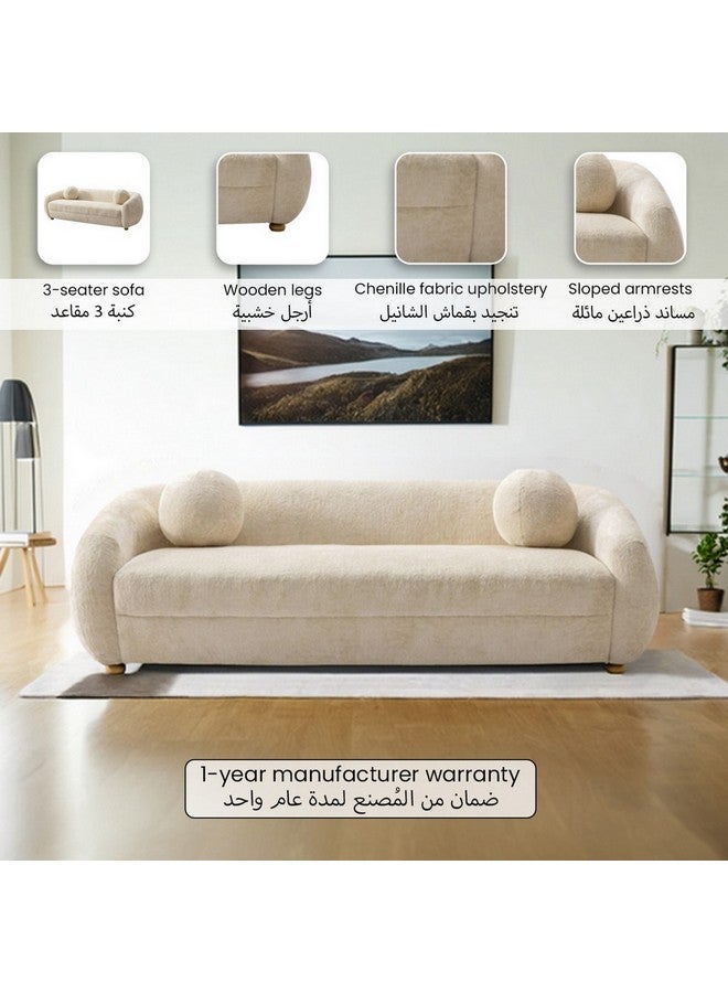 Micasa Elegant And Modern Design 3-Seater Sofa Off White 66 X 95 X 220 Cm Osf-1441-3Sb - Image 3