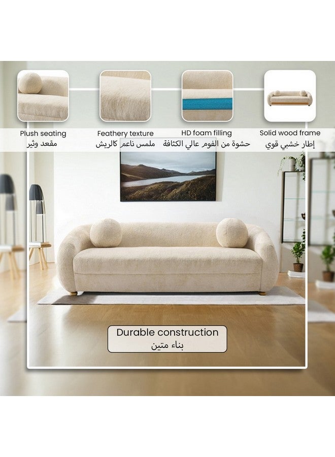 Micasa Elegant And Modern Design 3-Seater Sofa Off White 66 X 95 X 220 Cm Osf-1441-3Sb - Image 4