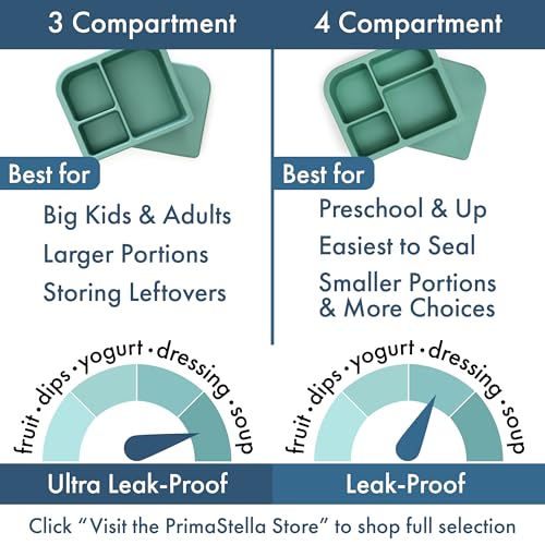 PrimaStella Unbreakable Silicone Lunch Box for Kids and Adults - Divided Leak Proof Bento Box (Slate Blue) - Image 5