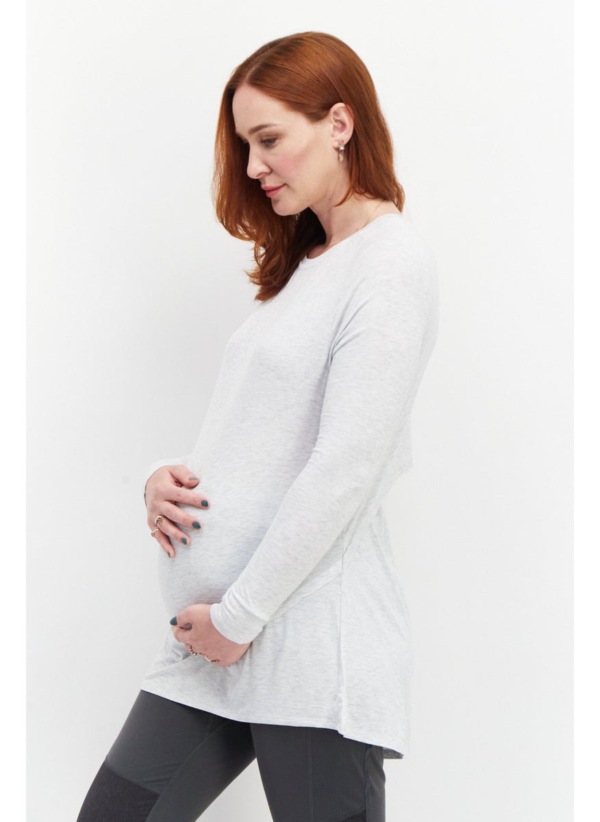Cotton On Maternity Round Neck Long Sleeve Solid Top, Grey  - Image 2