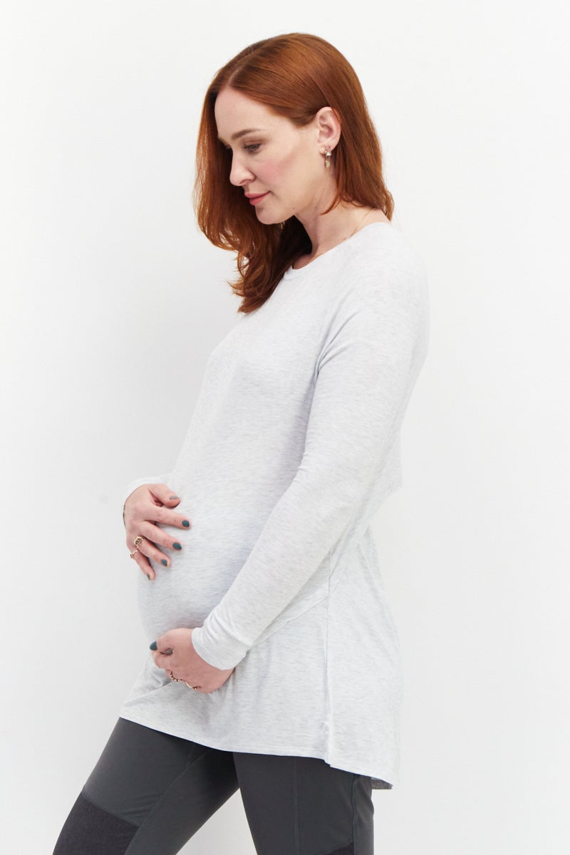 Cotton On Maternity Round Neck Long Sleeve Solid Top, Grey - Image 2
