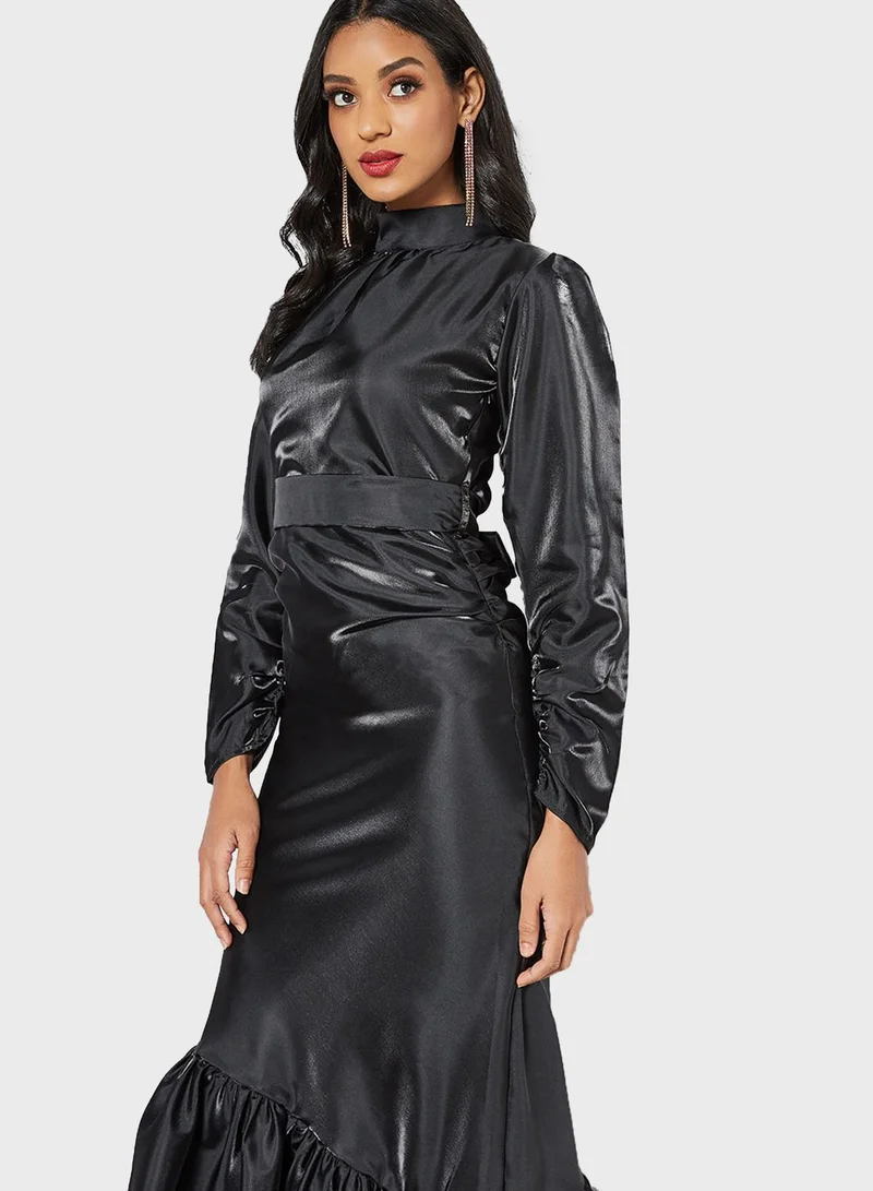 SIVVI for HANIYA Satin Ruffle Dress