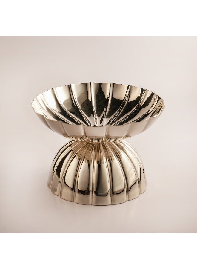 La Mesa وعاء فواكه معدني 28*28*18 سم صغير، فضي - Image 1