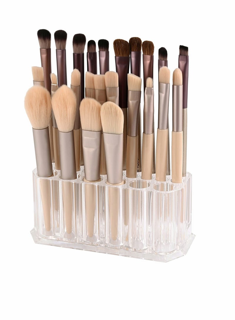 Clear Acrylic Makeup Brush and Nail Polish Organizer - Stylish Beauty Storage Box for Brushes and Cosmetics - Image 1