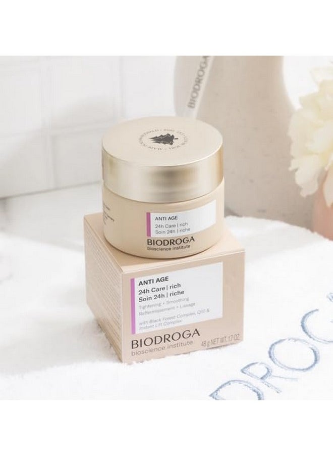 Biodroga Anti Age 24H Rich Face Cream (1.7 Oz) Firming Smoothing Anti Wrinkle Lifting With Instant Lift Complex & Q10 No Fragance Colouring Silicons Mineral Oil Parabens Gluten Lactose  - Image 2