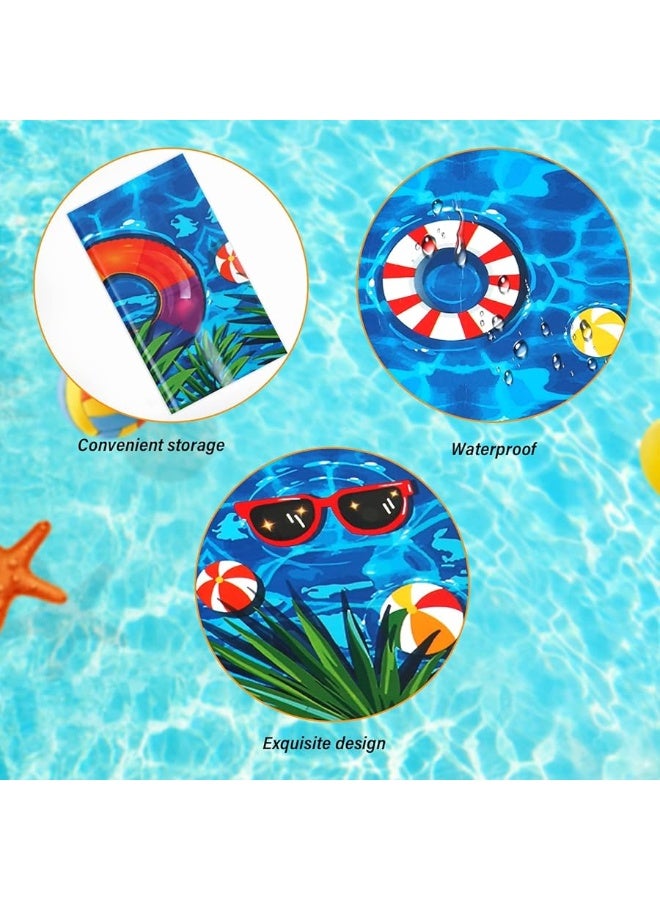 PHOGARY 3 Pieces Summer Beach Tablecloths Pool Party Table Covers Beach Ball Plastic Tablecloth Ocean Waves Tablecover for Pool Party Decorations - Image 2